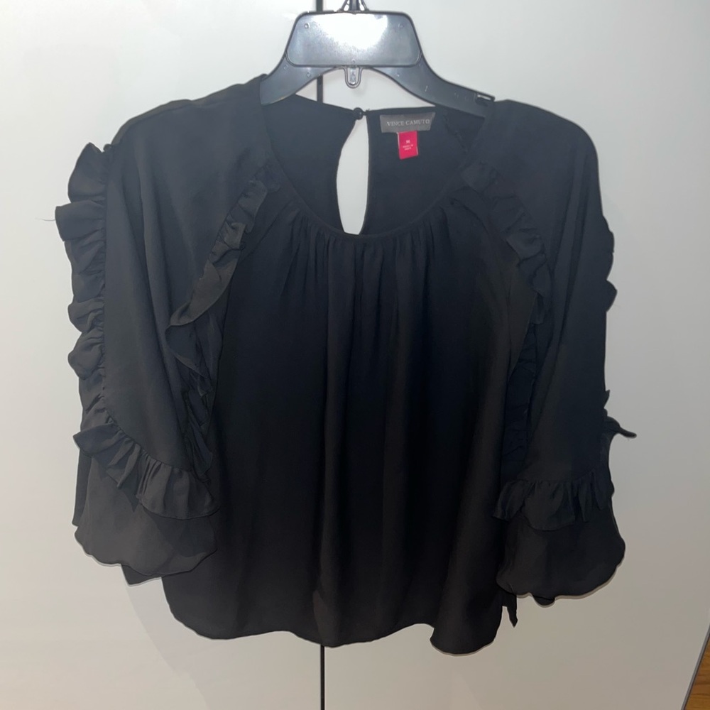 Vince Camuto Black Ruffled Women's Top